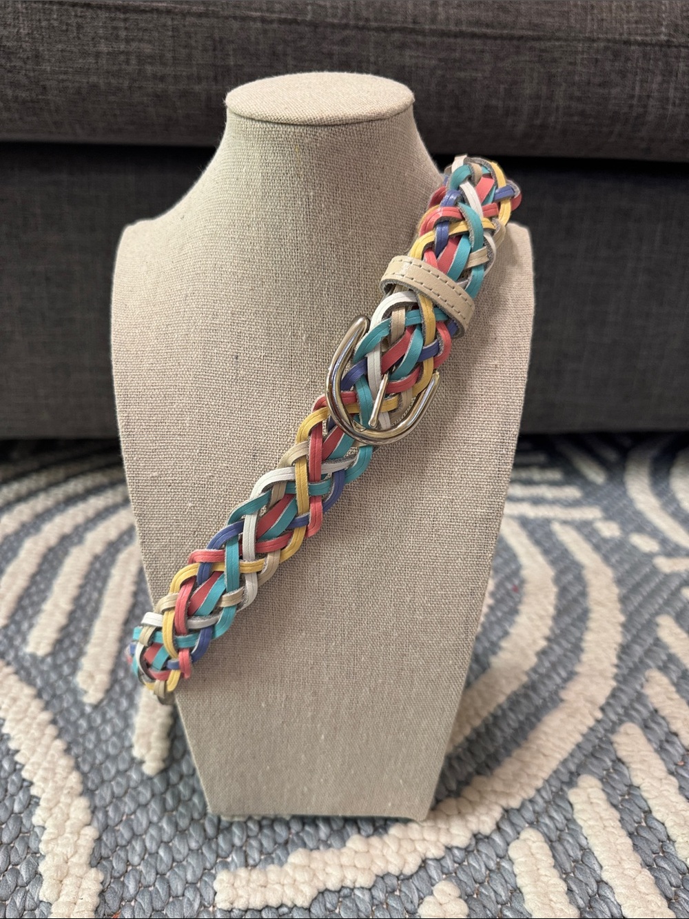 Vintage Capezio Argentina Rainbow Braided Genuine Leather Belt SM Boho Western